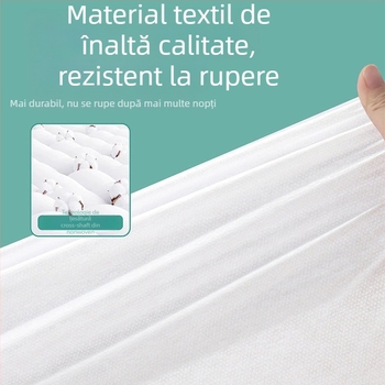 Set de patru piese, de unică folosință, pentru călători și vagoane de dormit ale trenului: cearșaf, husă pentru pilotă, fețe de pernă, sac de dormit
