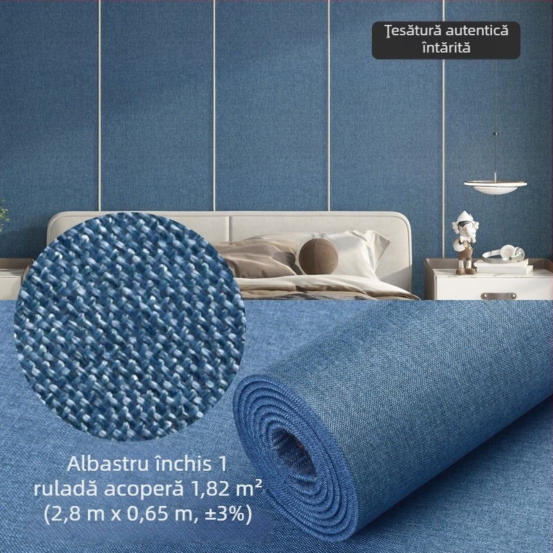 Tapet autoadeziv din fibră nețesută, rezistent la umiditate, panou decorativ pentru living și dormitor, culoare uni, 1 bucată.