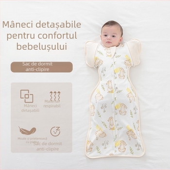 Sac de dormit pentru nou-născuți, stil cocoon, exterior din bumbac și căptușeală din bumbac, respirabil, pentru nou-născuți 0–1 ani, iarnă primăvară toamnă