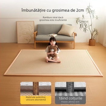 Covoraș tatami pentru pat, din ice silk și rattan, țesătură jacquard, stil modern minimalist