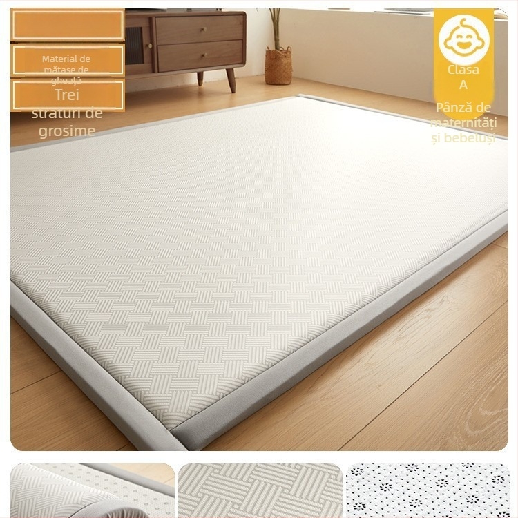 Covoraș tatami pentru pat, din ice silk și rattan, țesătură jacquard, stil modern minimalist