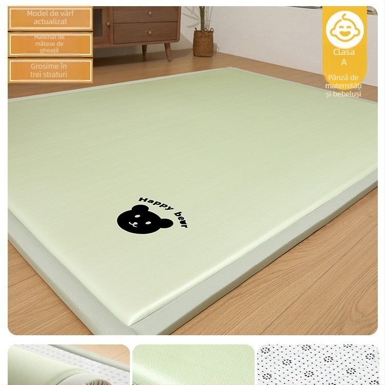 Covoraș tatami pentru pat, din ice silk și rattan, țesătură jacquard, stil modern minimalist