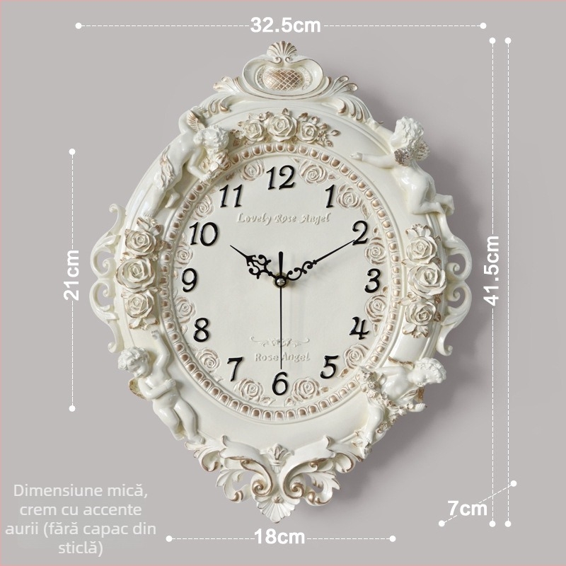 Ceas de perete, design romb, mișcare sweep a secundelor, alimentare cu baterie, construcție din rășină