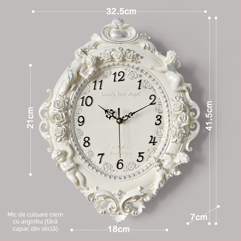 Ceas de perete, design romb, mișcare sweep a secundelor, alimentare cu baterie, construcție din rășină