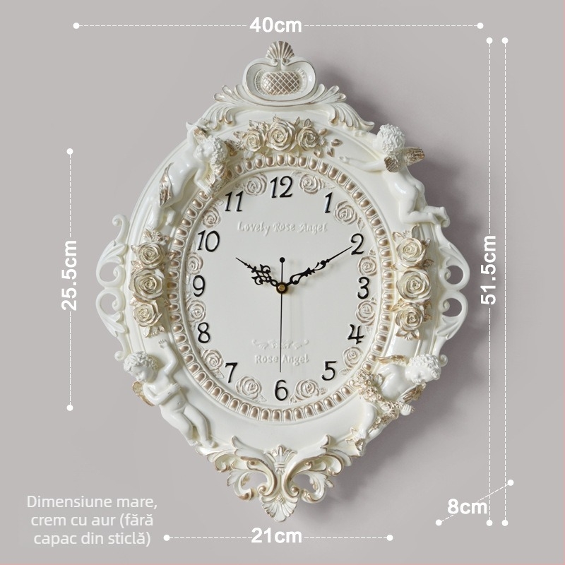 Ceas de perete, design romb, mișcare sweep a secundelor, alimentare cu baterie, construcție din rășină