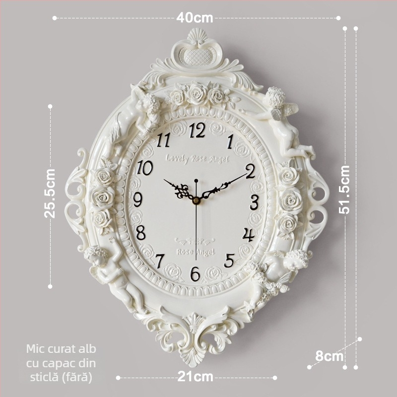 Ceas de perete, design romb, mișcare sweep a secundelor, alimentare cu baterie, construcție din rășină