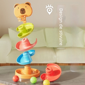 Turn interactiv cu pistă și mingi care se rostogolesc – jucărie din plastic pentru copii 3-6 ani, dezvoltare intelectuală, coordonare mână-ochi și interacțiune părinte-copil