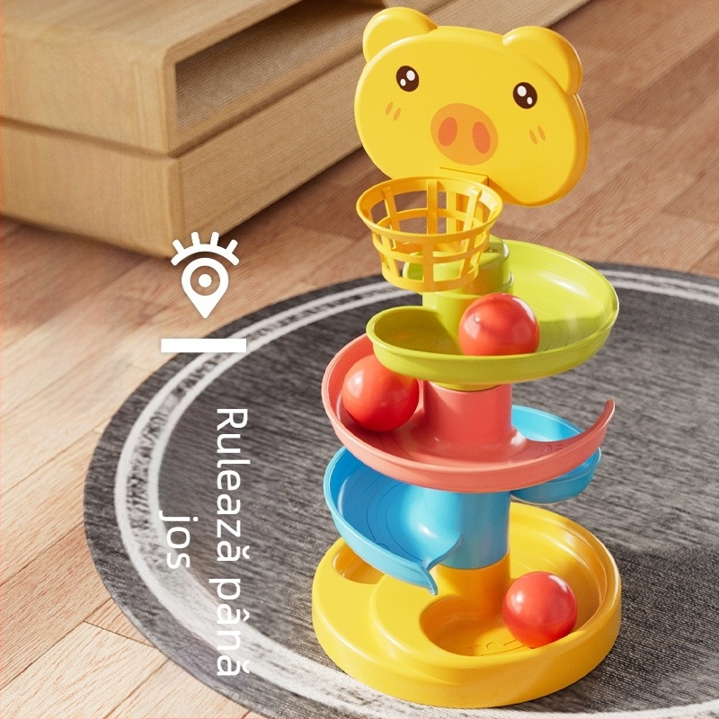 Turn interactiv cu pistă și mingi care se rostogolesc – jucărie din plastic pentru copii 3-6 ani, dezvoltare intelectuală, coordonare mână-ochi și interacțiune părinte-copil