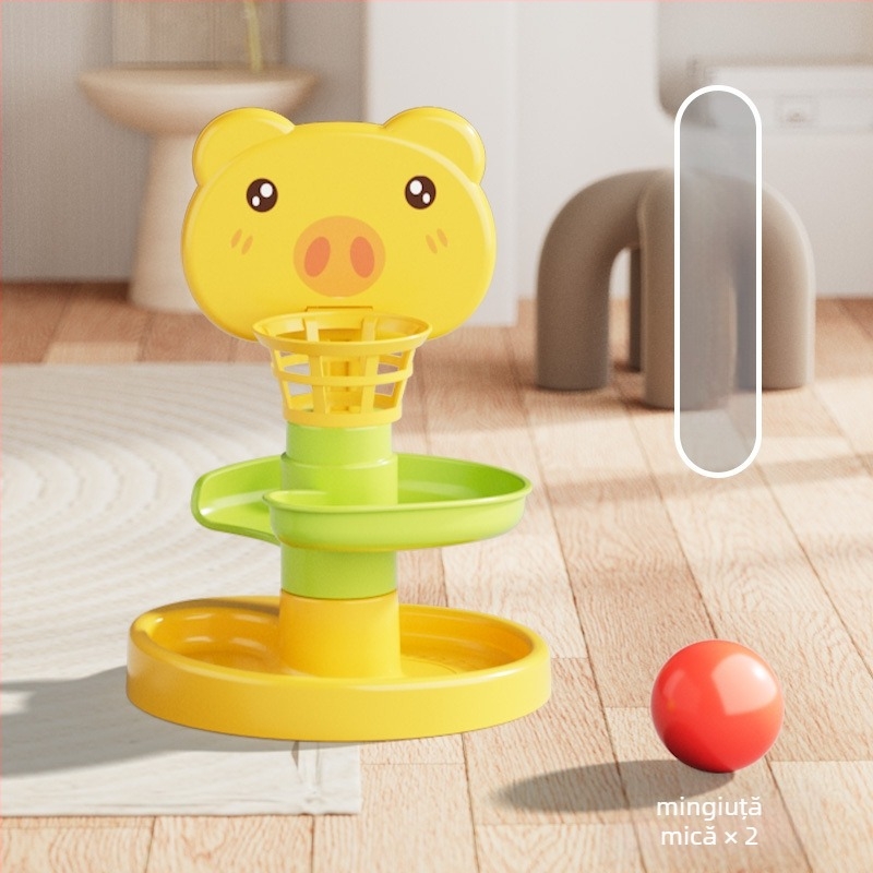 Turn interactiv cu pistă și mingi care se rostogolesc – jucărie din plastic pentru copii 3-6 ani, dezvoltare intelectuală, coordonare mână-ochi și interacțiune părinte-copil