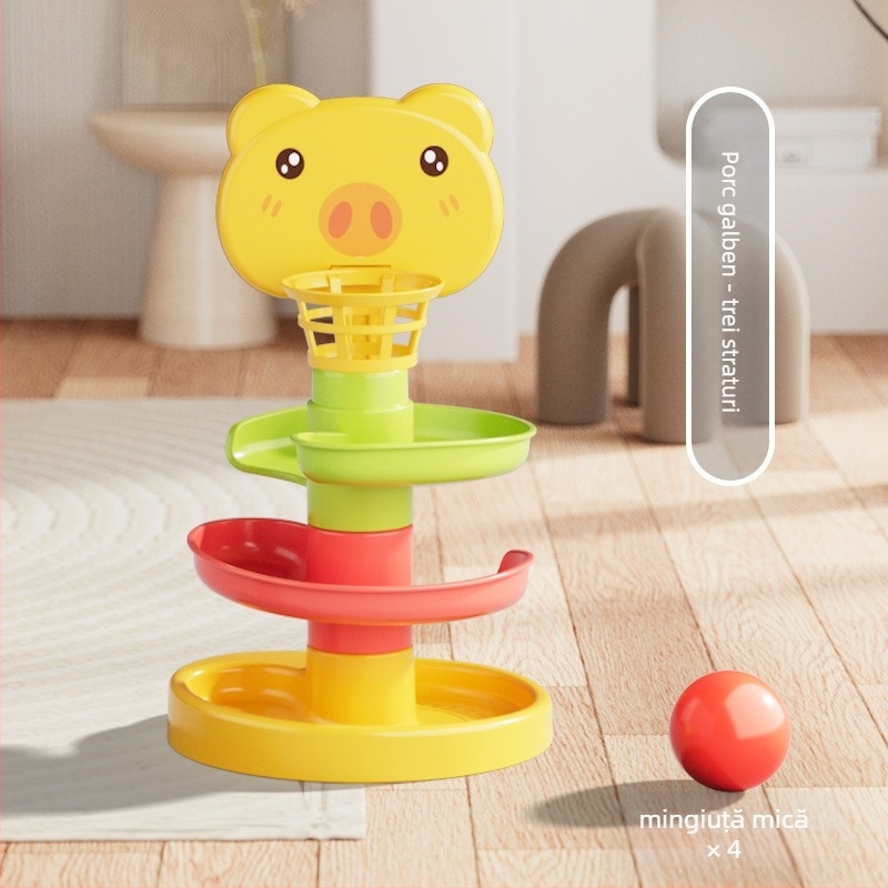 Turn interactiv cu pistă și mingi care se rostogolesc – jucărie din plastic pentru copii 3-6 ani, dezvoltare intelectuală, coordonare mână-ochi și interacțiune părinte-copil