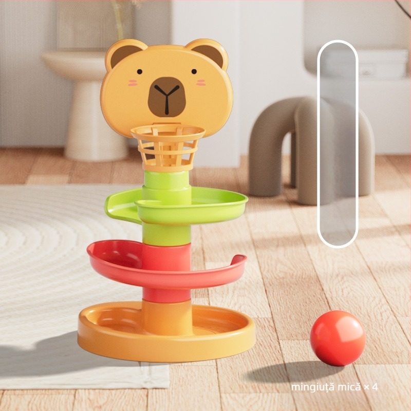 Turn interactiv cu pistă și mingi care se rostogolesc – jucărie din plastic pentru copii 3-6 ani, dezvoltare intelectuală, coordonare mână-ochi și interacțiune părinte-copil