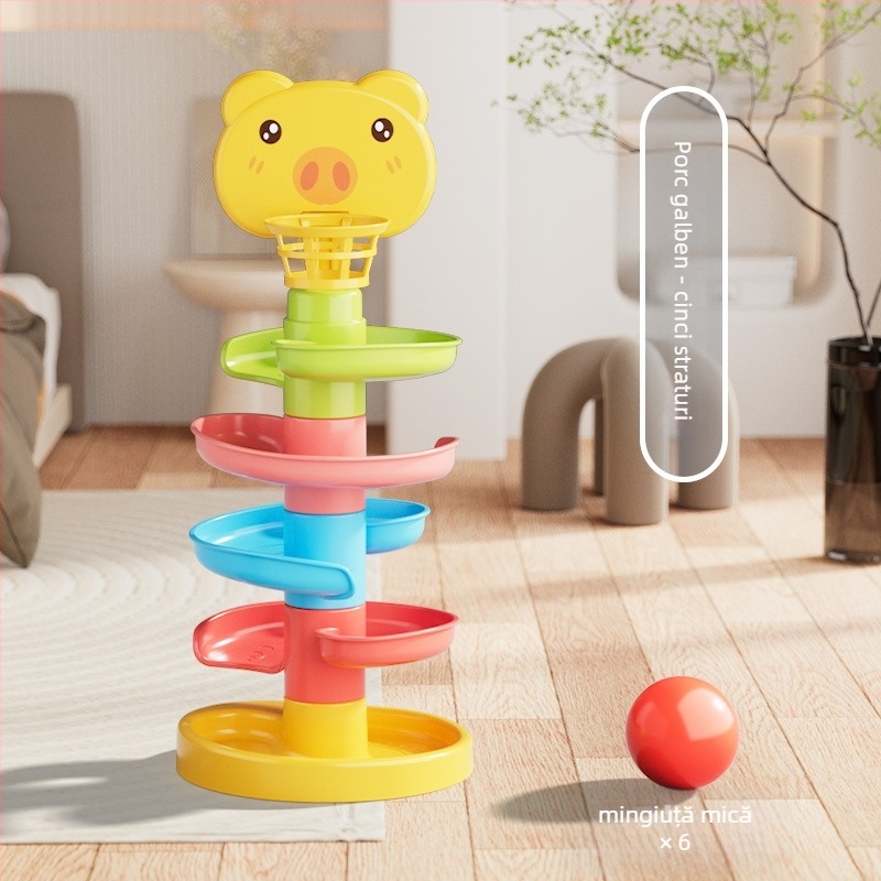 Turn interactiv cu pistă și mingi care se rostogolesc – jucărie din plastic pentru copii 3-6 ani, dezvoltare intelectuală, coordonare mână-ochi și interacțiune părinte-copil
