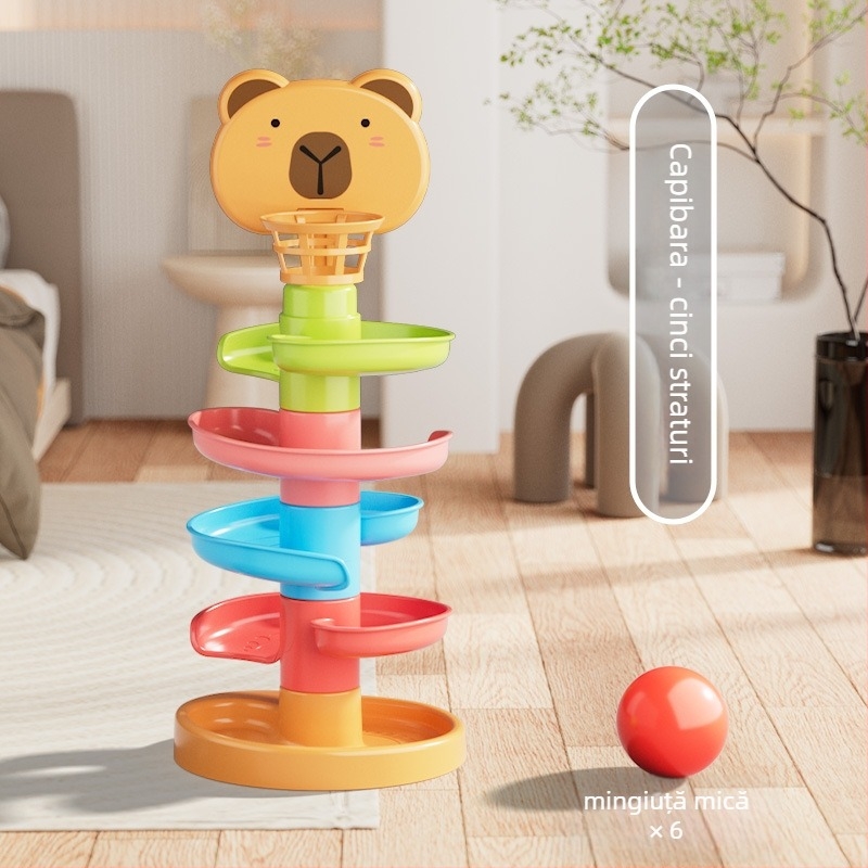 Turn interactiv cu pistă și mingi care se rostogolesc – jucărie din plastic pentru copii 3-6 ani, dezvoltare intelectuală, coordonare mână-ochi și interacțiune părinte-copil