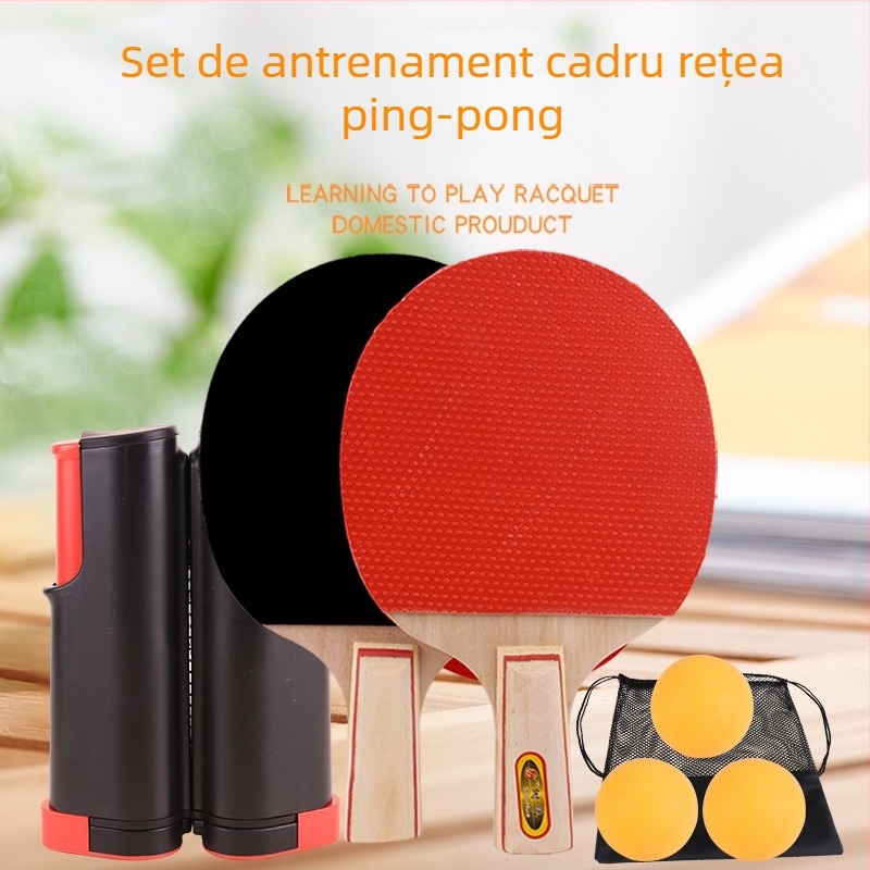 Set pentru suport de tenis de masă cu cadru de plasă retractabil portabil, material ABS, specificații standard, include 3 mingi