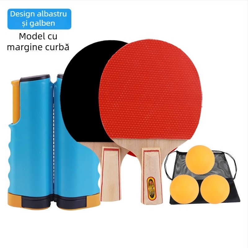 Set pentru suport de tenis de masă cu cadru de plasă retractabil portabil, material ABS, specificații standard, include 3 mingi