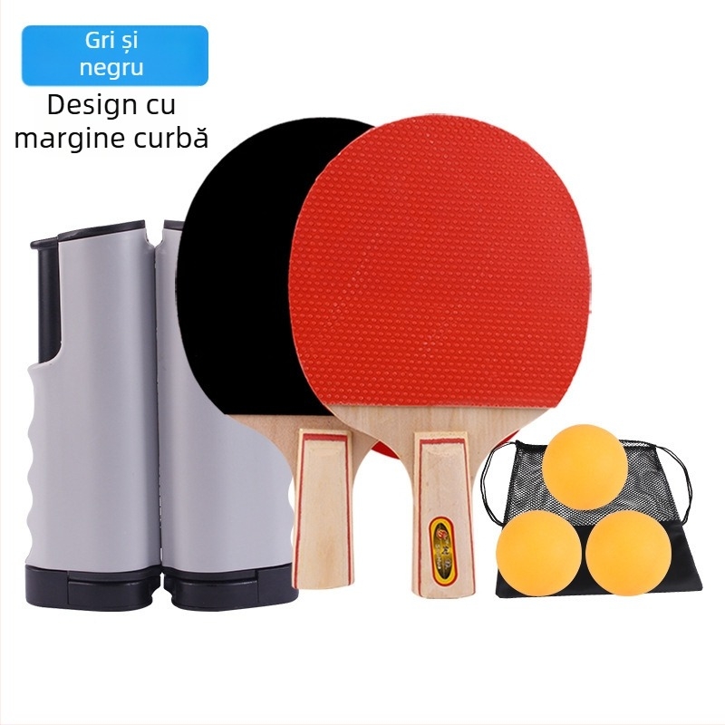 Set pentru suport de tenis de masă cu cadru de plasă retractabil portabil, material ABS, specificații standard, include 3 mingi