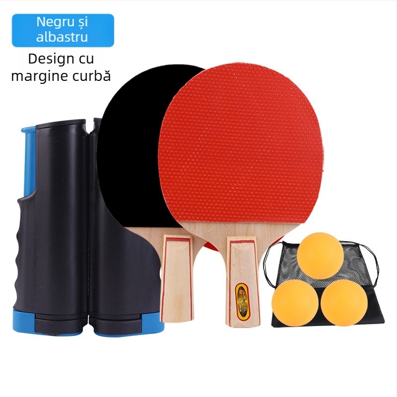 Set pentru suport de tenis de masă cu cadru de plasă retractabil portabil, material ABS, specificații standard, include 3 mingi