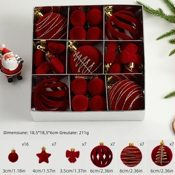 Bile de Crăciun pentru brad, velur presat și pictate (Brand: Art exhibition; Material: Plastic; Stil: Lux ușor; Confecționare: serigrafie)