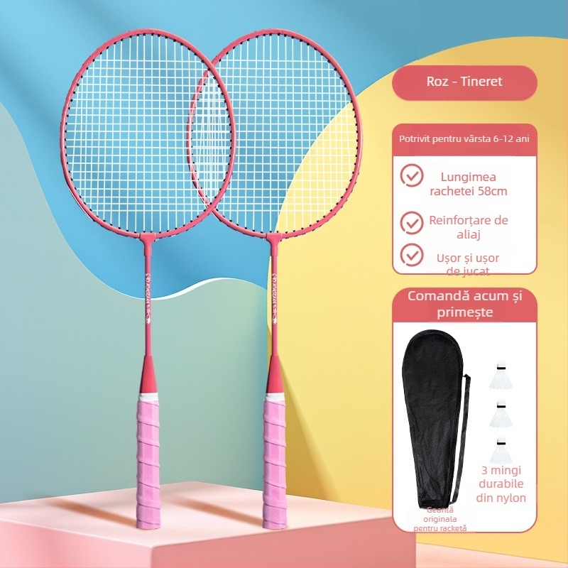 Feilai Jian Rachetă de badminton, cadru din aliaj de fier, șnur din nailon, greutate 95–100 g