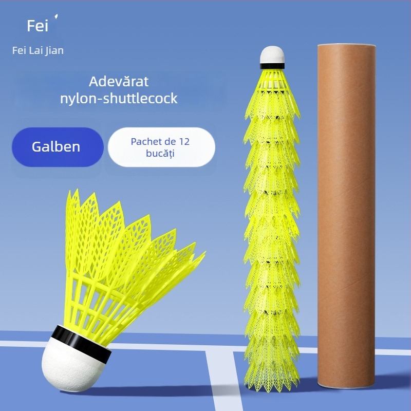 Feilai Jian Rachetă de badminton, cadru din aliaj de fier, șnur din nailon, greutate 95–100 g