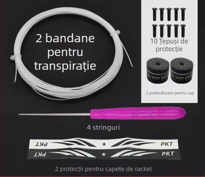 Set de șiruri pentru rachetă de badminton — fibră de nailon, tensiune 18–30 lb, Record Work, pentru badminton.