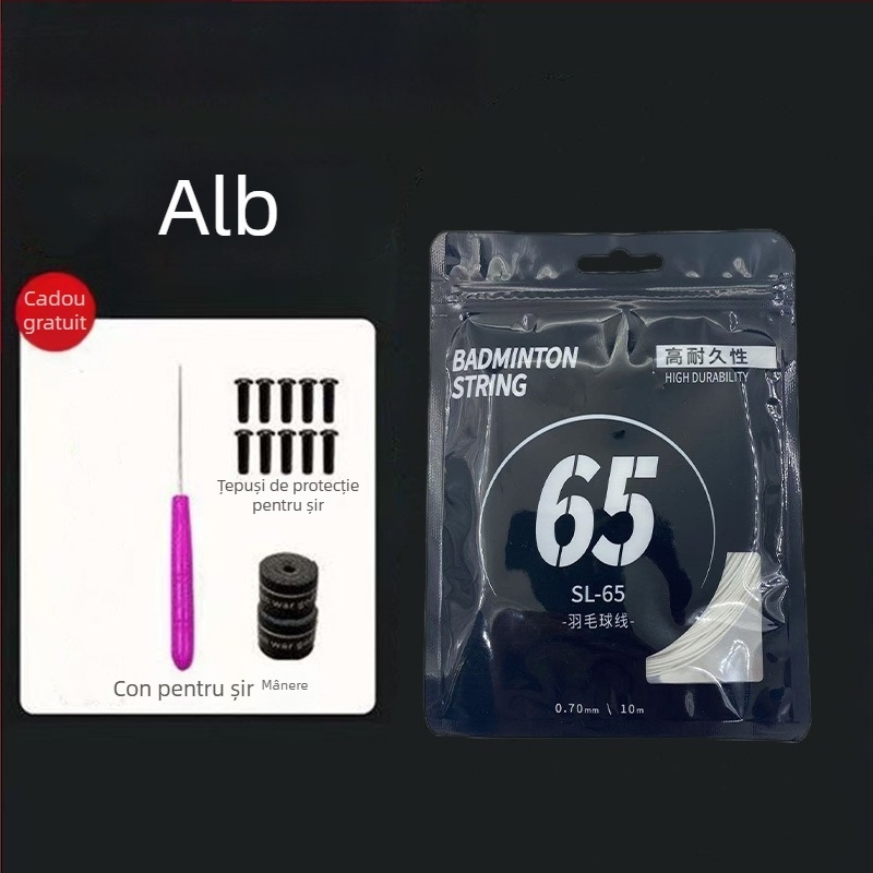 Set de șiruri pentru rachetă de badminton — fibră de nailon, tensiune 18–30 lb, Record Work, pentru badminton.