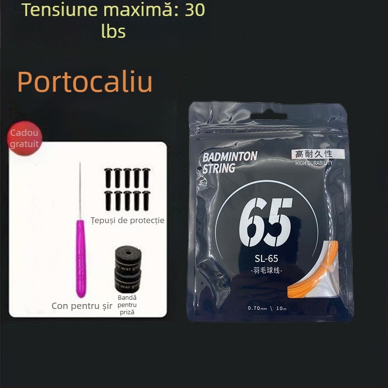 Set de șiruri pentru rachetă de badminton — fibră de nailon, tensiune 18–30 lb, Record Work, pentru badminton.
