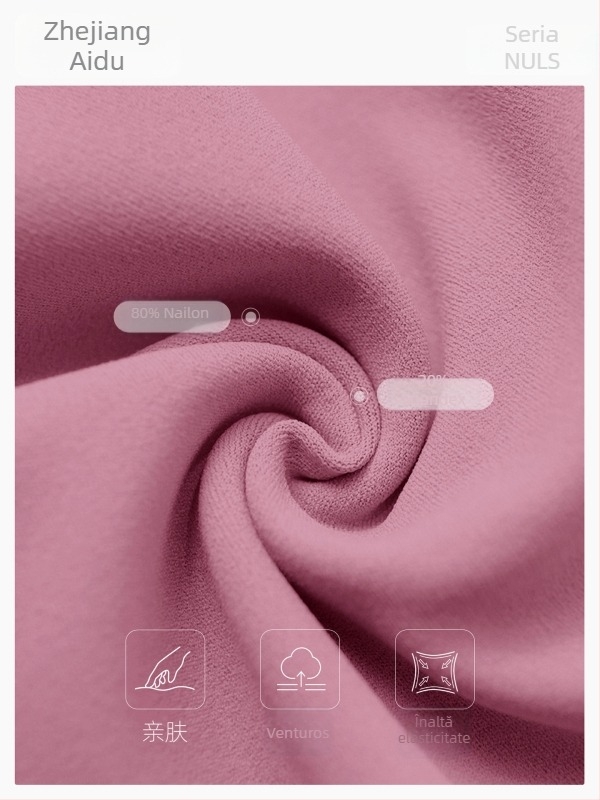 Sutien yoga cupe modelate, bretele fixe de tip dublu, închidere spate cu trei rânduri, țesătură NULS din nailon cu căptușeală din nailon