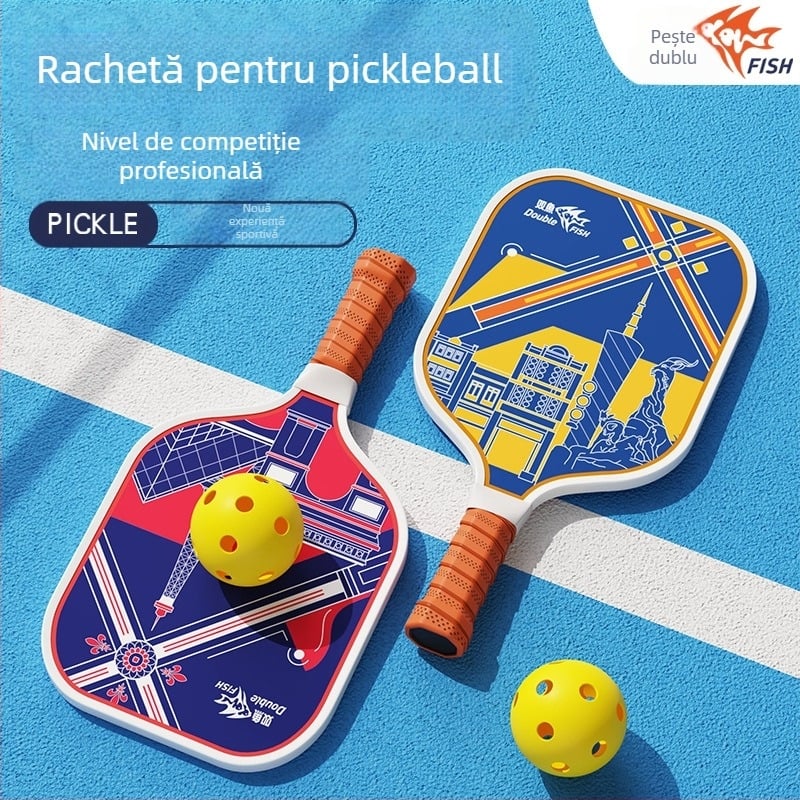 Pisces rachetă pickleball din fibră de carbon pentru utilizare în interior/exterior, ultra-ușoară pentru începători, set de antrenament
