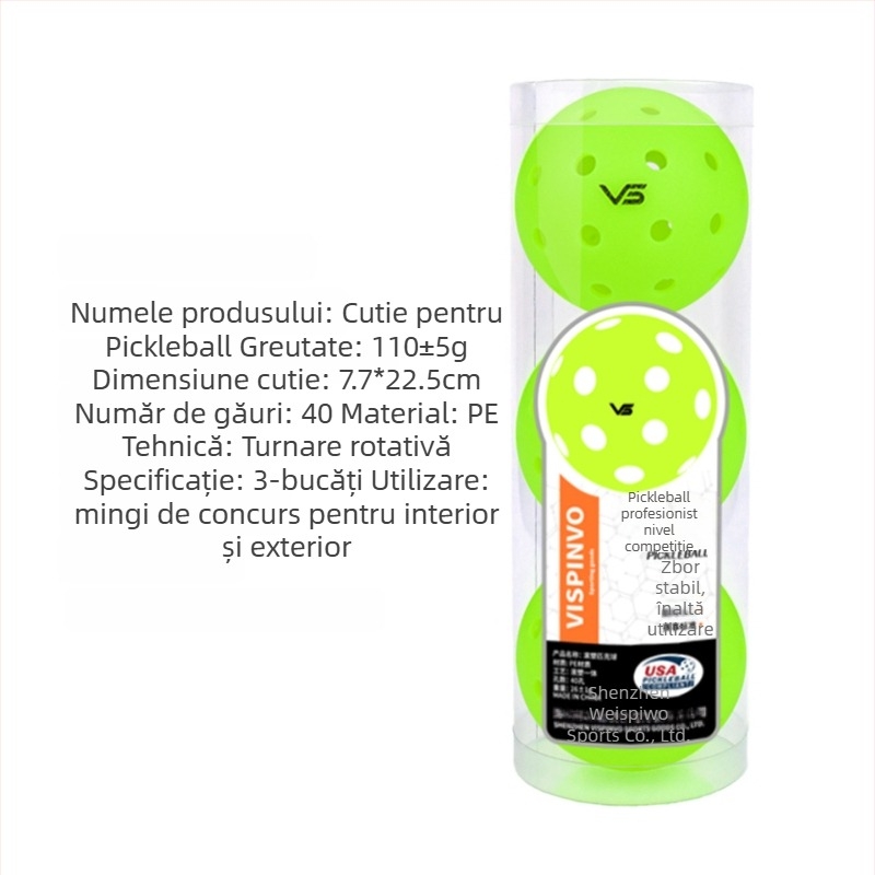 Minge de pickleball Vispinvo — 40 găuri, material PE, greutate 26 g