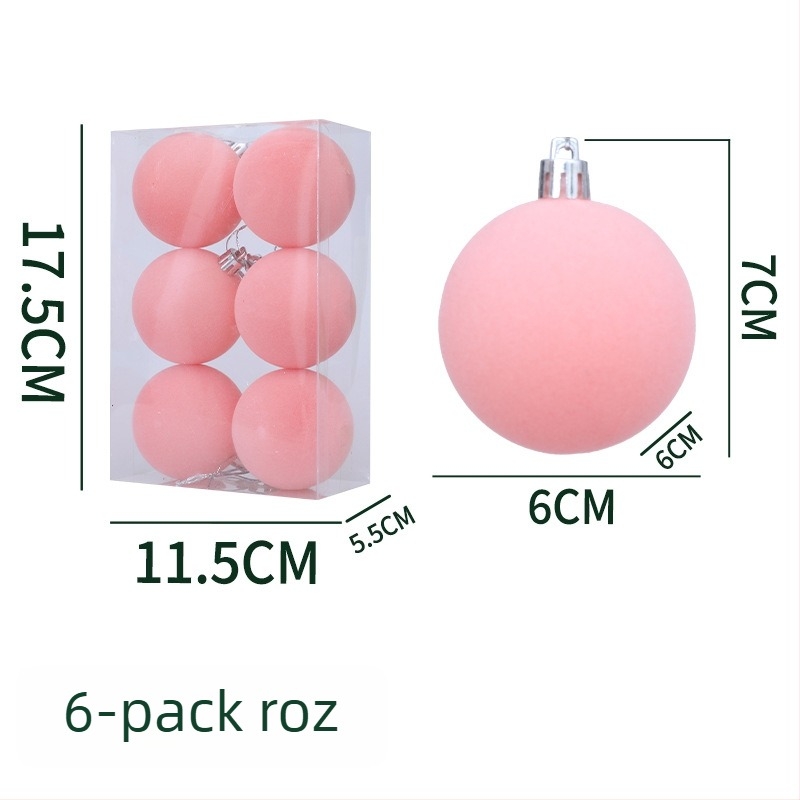 Ornament de Crăciun, bilă din flocking, material flocking, stil modern simplu, manufactură semi-manuală și semi-mecanică.