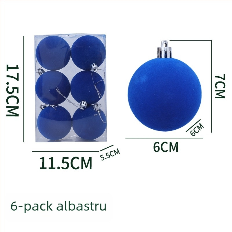 Ornament de Crăciun, bilă din flocking, material flocking, stil modern simplu, manufactură semi-manuală și semi-mecanică.