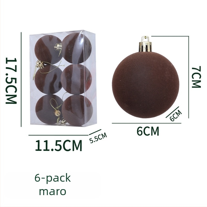 Ornament de Crăciun, bilă din flocking, material flocking, stil modern simplu, manufactură semi-manuală și semi-mecanică.