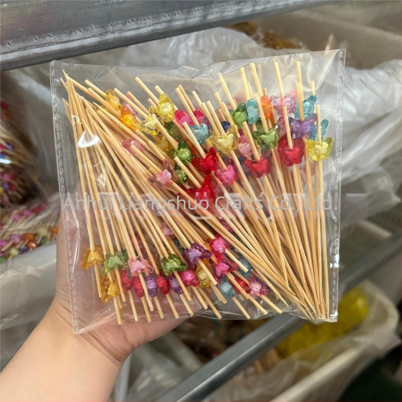 Scobitori din bambus, de unică folosință pentru cocktailuri, grosime 2 mm, imprimare logo disponibilă, procesare și personalizare, potrivite pentru fructe, pâine și decorarea alimentelor