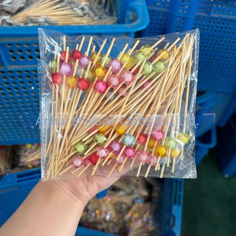 Scobitori din bambus, de unică folosință pentru cocktailuri, grosime 2 mm, imprimare logo disponibilă, procesare și personalizare, potrivite pentru fructe, pâine și decorarea alimentelor