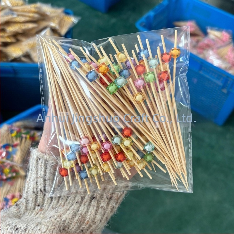 Scobitori din bambus, de unică folosință pentru cocktailuri, grosime 2 mm, imprimare logo disponibilă, procesare și personalizare, potrivite pentru fructe, pâine și decorarea alimentelor