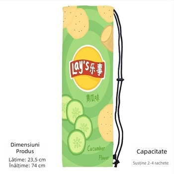 Sac portabil de depozitare pentru racheta de badminton pentru adulți, cu design drăguț și stilat, curea crossbody și buzunar protector cu șnur