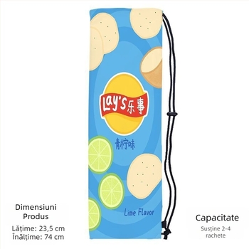 Sac portabil de depozitare pentru racheta de badminton pentru adulți, cu design drăguț și stilat, curea crossbody și buzunar protector cu șnur