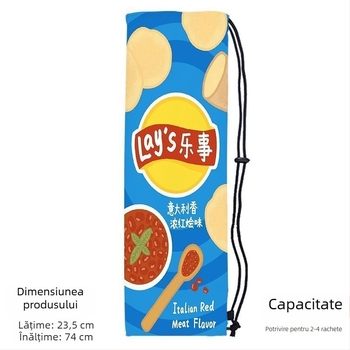 Sac portabil de depozitare pentru racheta de badminton pentru adulți, cu design drăguț și stilat, curea crossbody și buzunar protector cu șnur