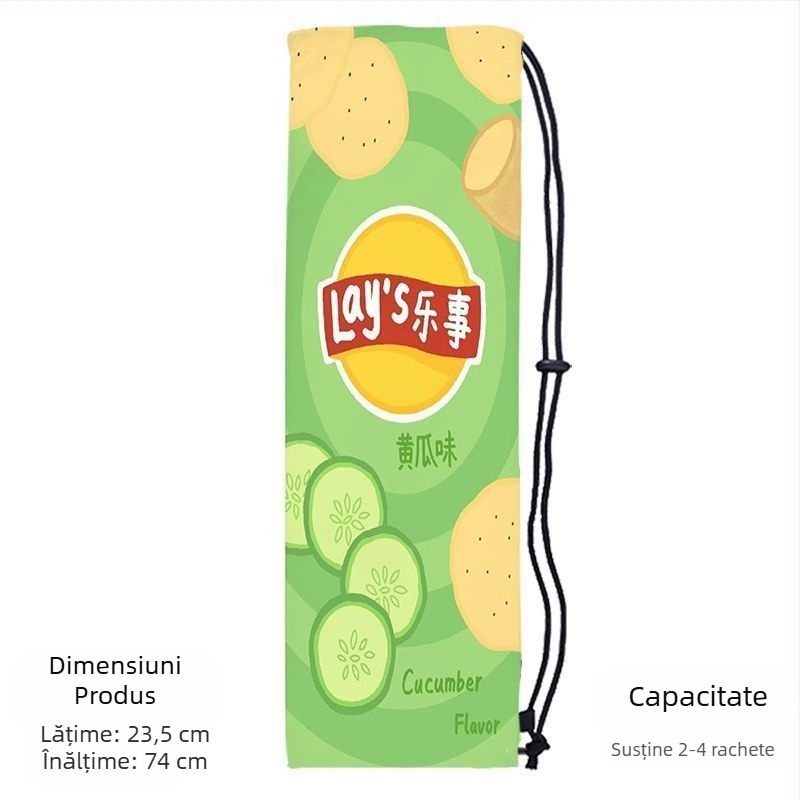 Sac portabil de depozitare pentru racheta de badminton pentru adulți, cu design drăguț și stilat, curea crossbody și buzunar protector cu șnur