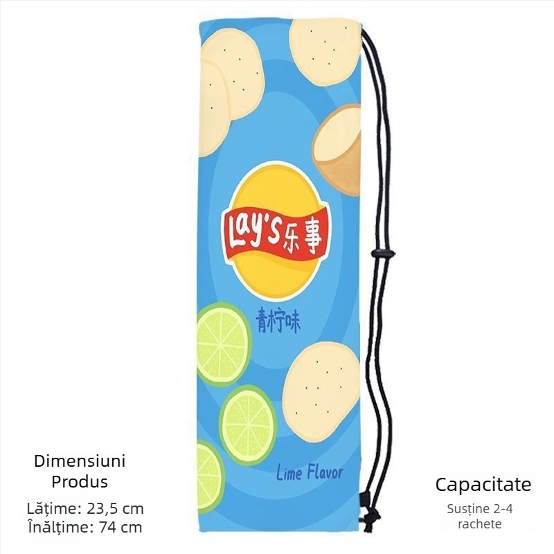 Sac portabil de depozitare pentru racheta de badminton pentru adulți, cu design drăguț și stilat, curea crossbody și buzunar protector cu șnur