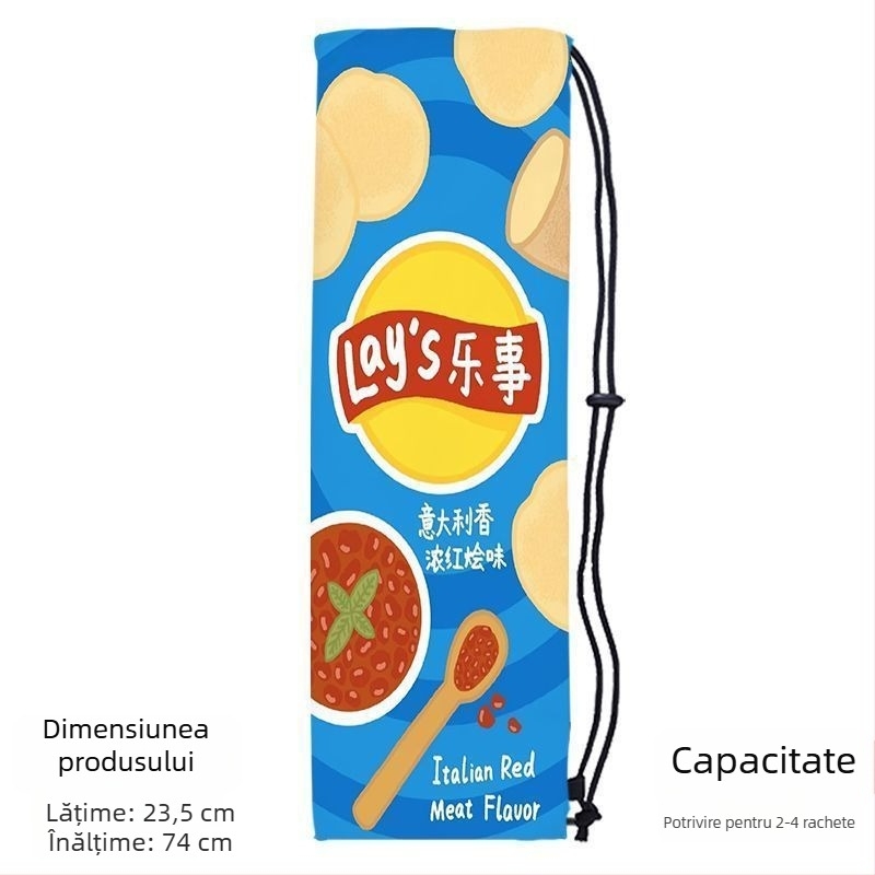 Sac portabil de depozitare pentru racheta de badminton pentru adulți, cu design drăguț și stilat, curea crossbody și buzunar protector cu șnur