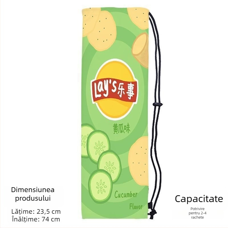 Sac portabil de depozitare pentru racheta de badminton pentru adulți, cu design drăguț și stilat, curea crossbody și buzunar protector cu șnur