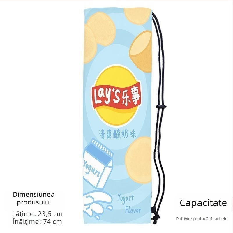 Sac portabil de depozitare pentru racheta de badminton pentru adulți, cu design drăguț și stilat, curea crossbody și buzunar protector cu șnur