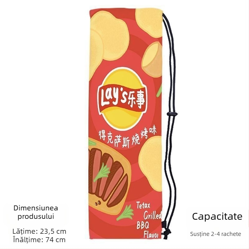 Sac portabil de depozitare pentru racheta de badminton pentru adulți, cu design drăguț și stilat, curea crossbody și buzunar protector cu șnur
