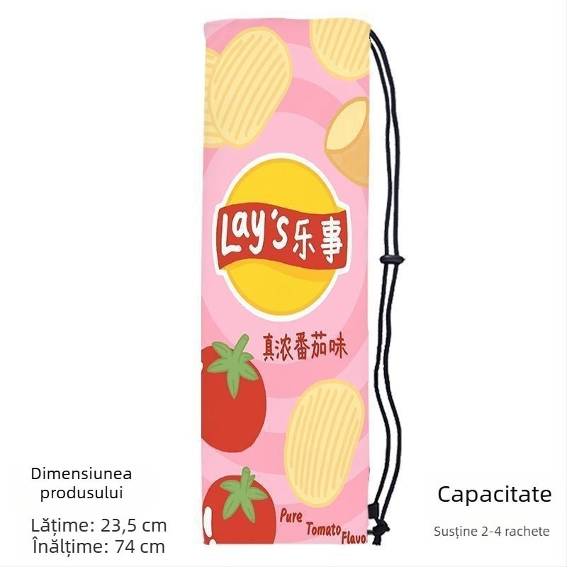 Sac portabil de depozitare pentru racheta de badminton pentru adulți, cu design drăguț și stilat, curea crossbody și buzunar protector cu șnur