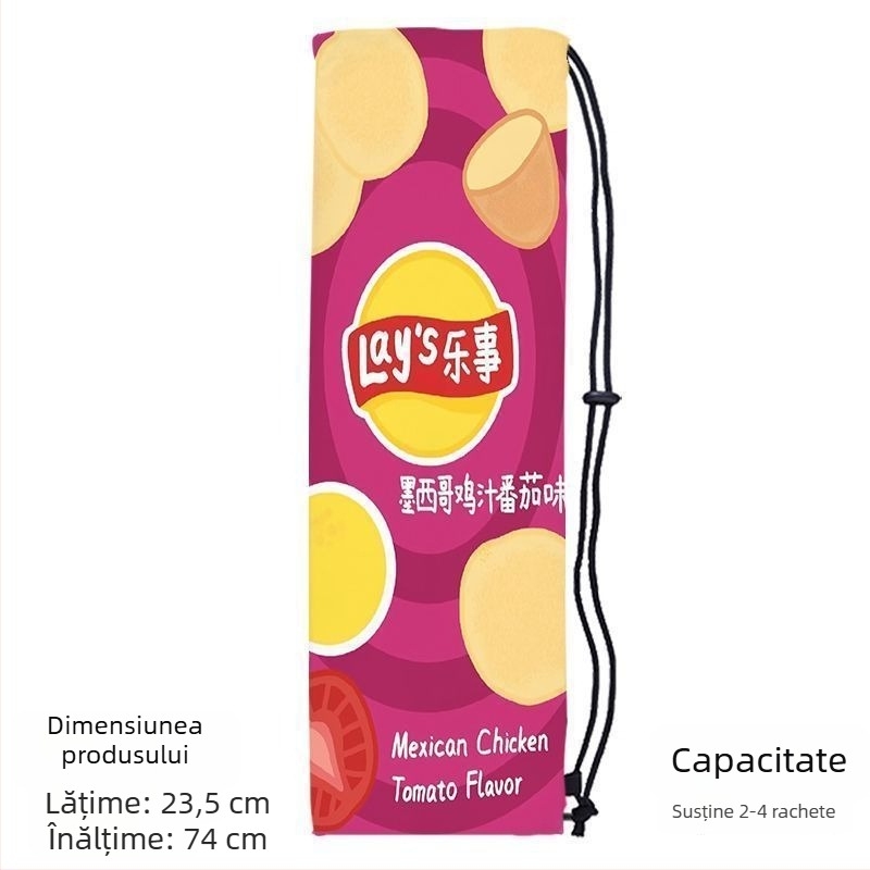 Sac portabil de depozitare pentru racheta de badminton pentru adulți, cu design drăguț și stilat, curea crossbody și buzunar protector cu șnur