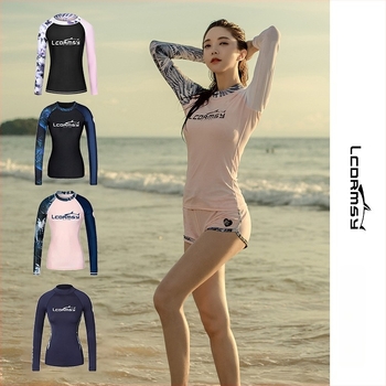 Costum de baie pentru scufundări pentru femei Langchen, nylon, protecție UV, imprimeu digital