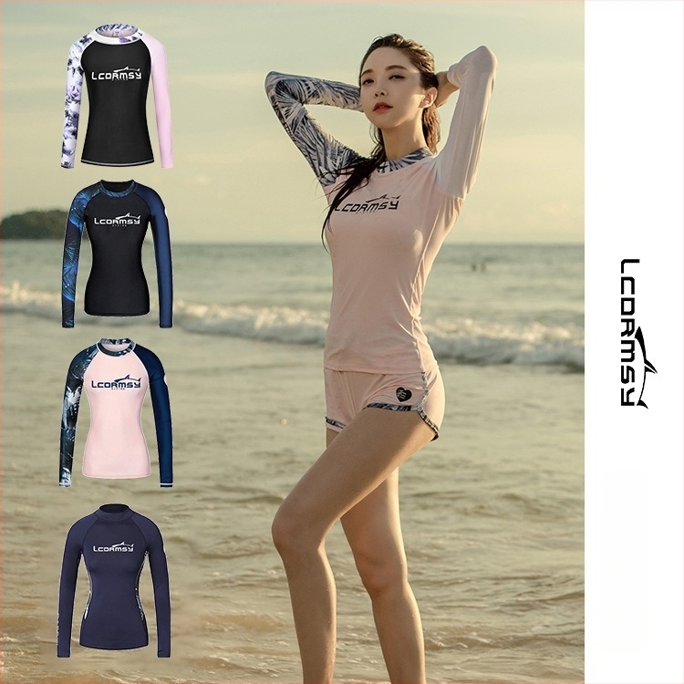Costum de baie pentru scufundări pentru femei Langchen, nylon, protecție UV, imprimeu digital