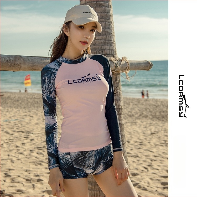 Costum de baie pentru scufundări pentru femei Langchen, nylon, protecție UV, imprimeu digital